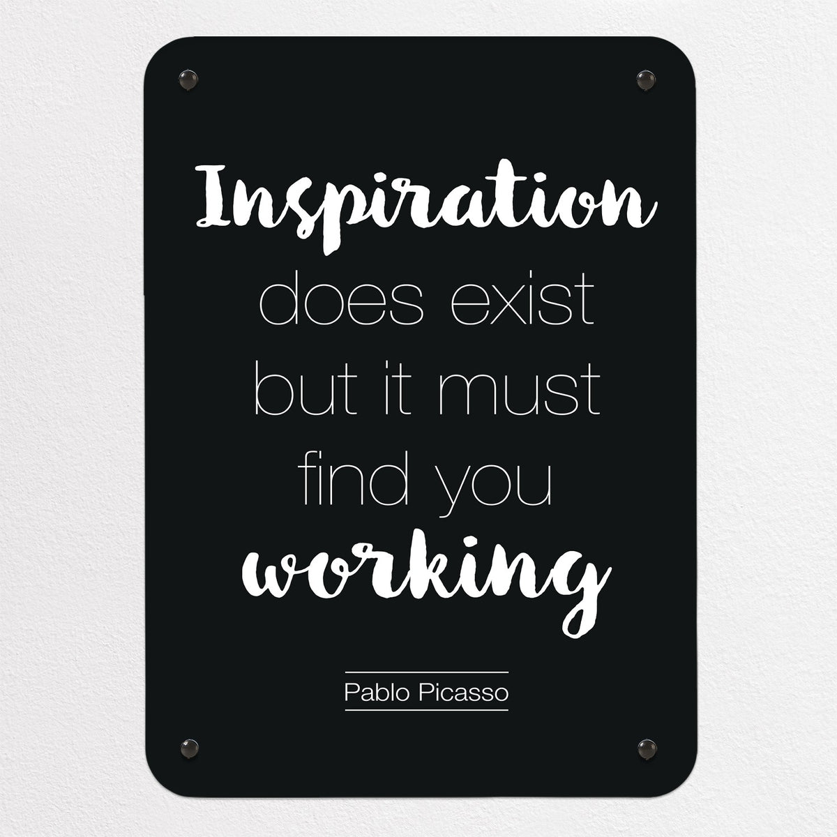 Inspirational Quote Pablo Picasso magnetic notice board in Dark Blue, small size, 40 × 55 cm