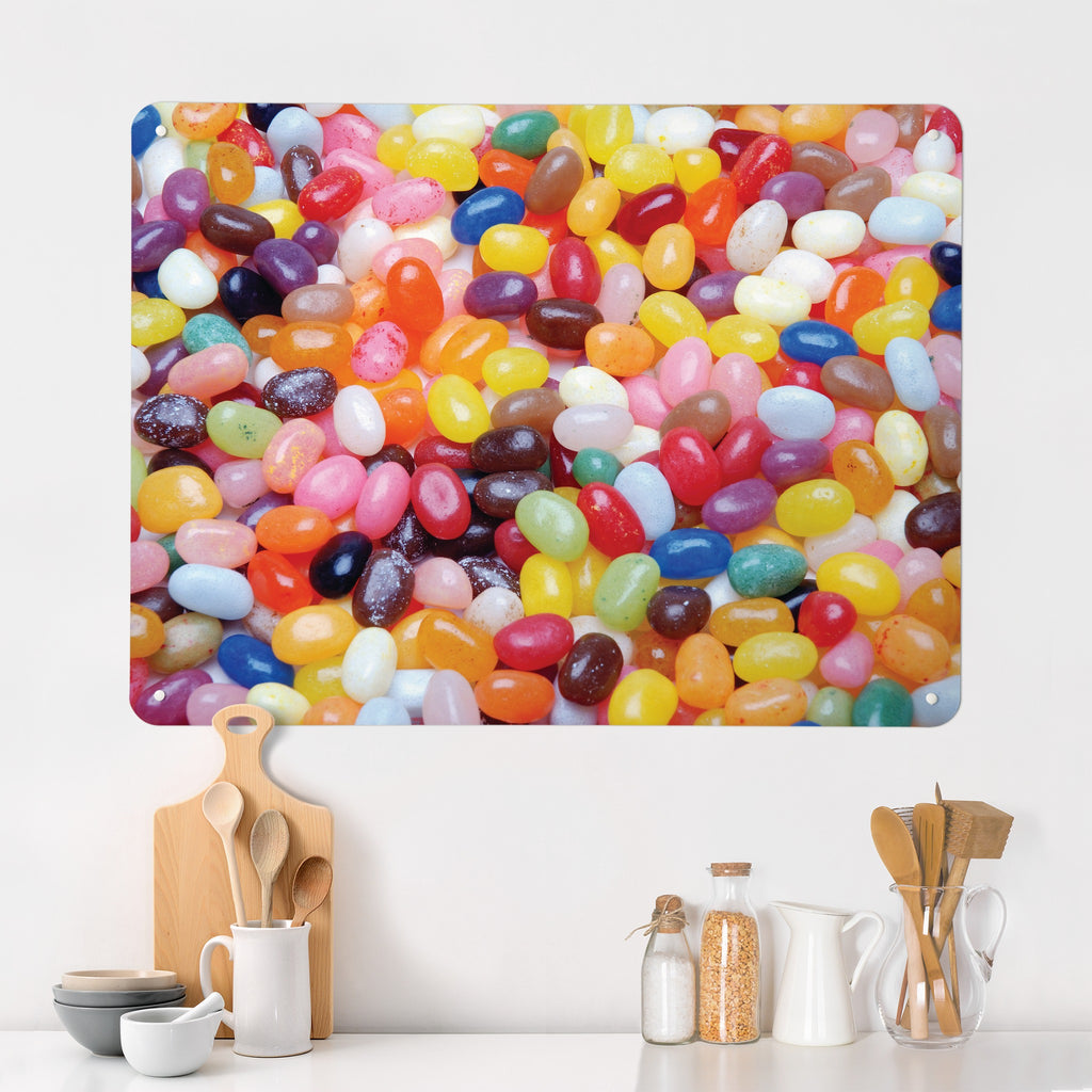 Jelly Beans magnetic notice board in Jelly Beans on a kitchen wall