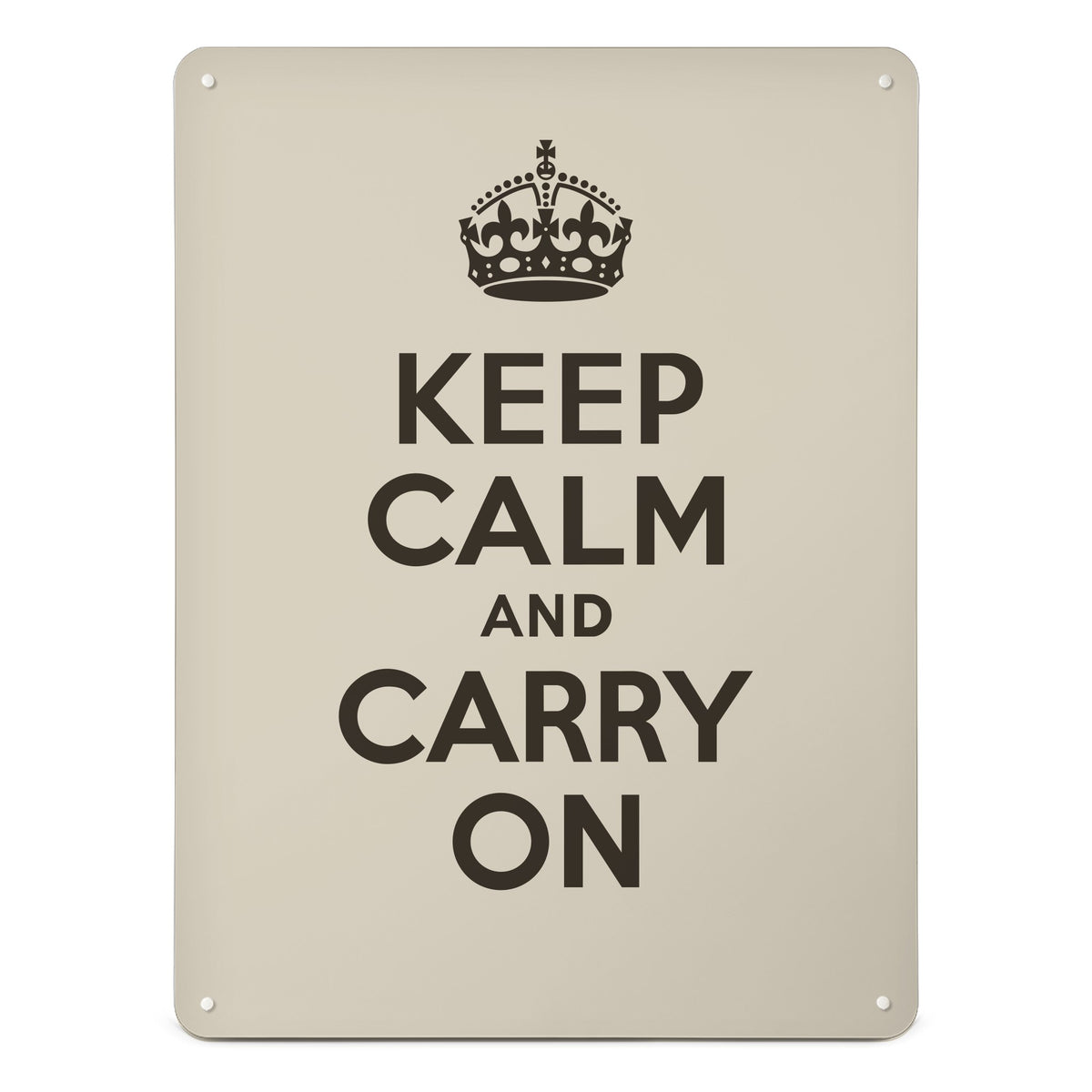 A large magnetic notice board by Beyond the Fridge with an image of a vintage keep calm and carry on poster in cream