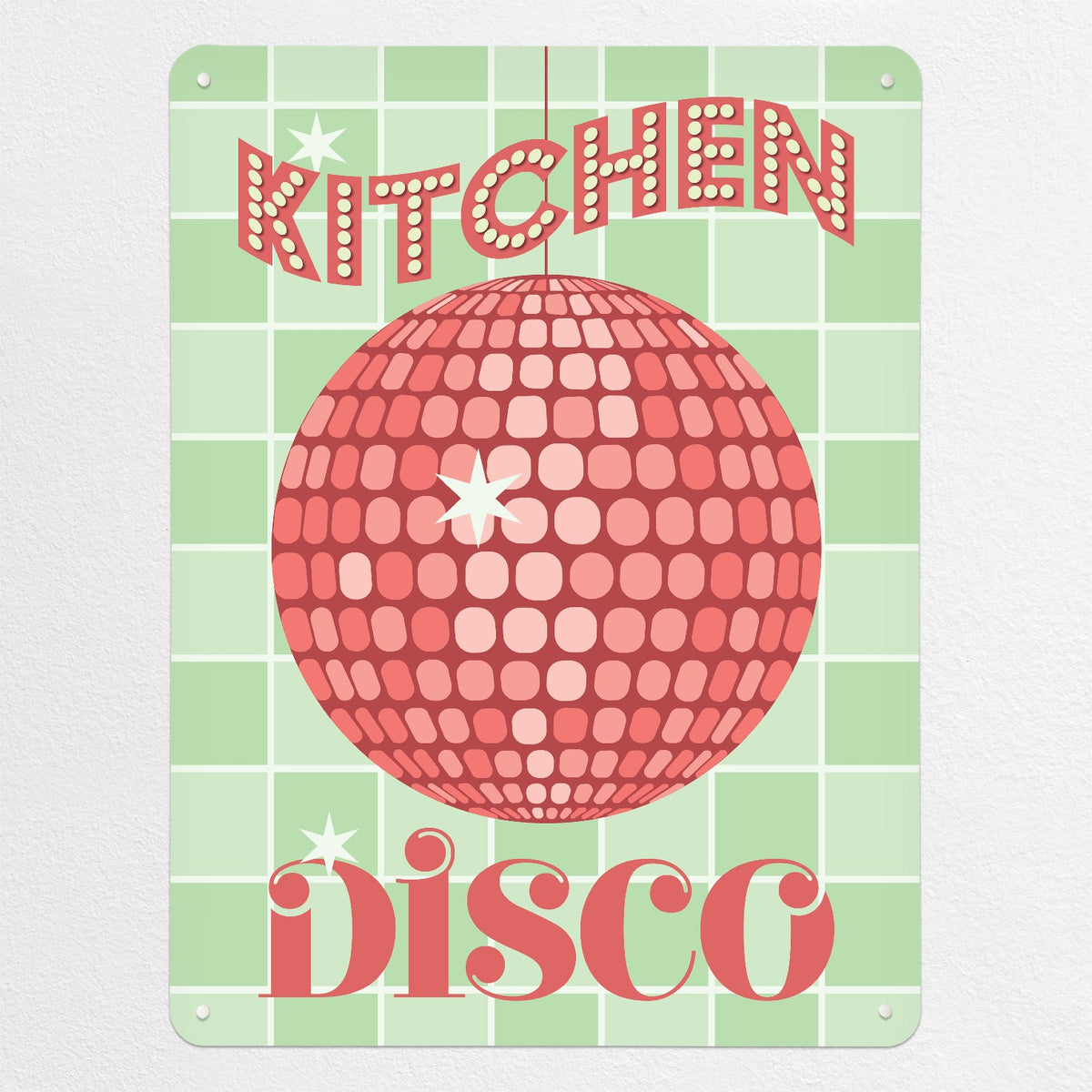 Kitchen Disco magnetic notice board in Pink, large size, 75 × 100 cm