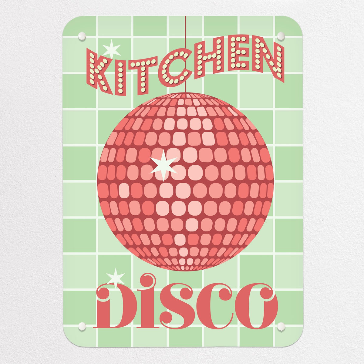 Kitchen Disco magnetic notice board in Pink, small size, 40 × 55 cm