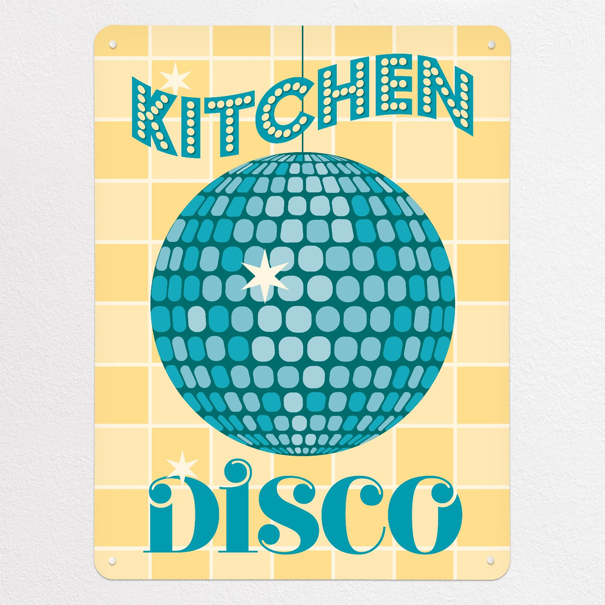 Kitchen Disco magnetic notice board in Teal, large size, 75 × 100 cm