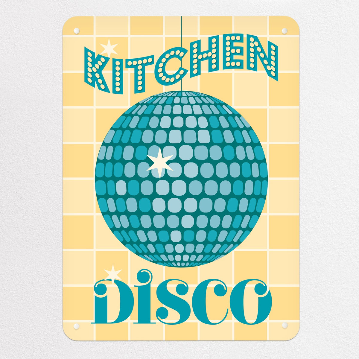 Kitchen Disco magnetic notice board in Teal, medium size, 55 × 75 cm