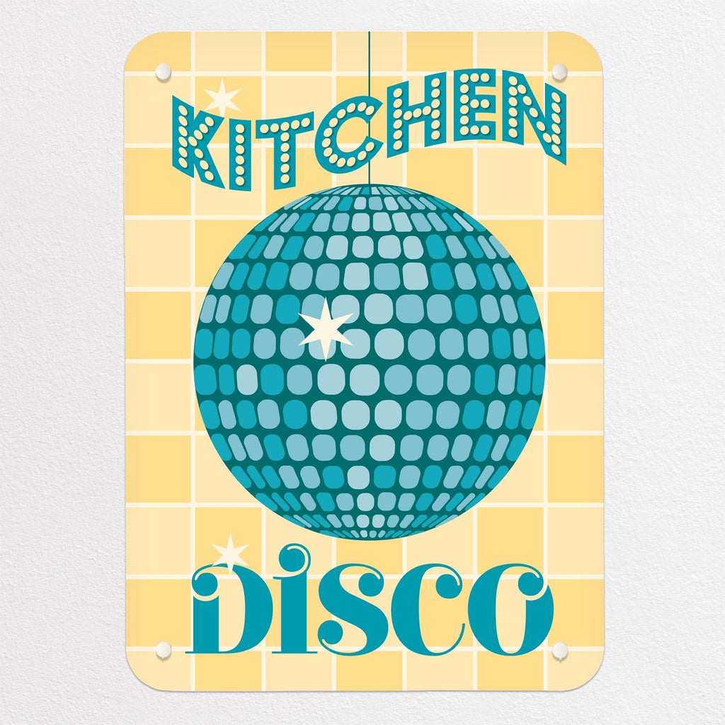 Kitchen Disco magnetic notice board in Teal, small size, 40 × 55 cm