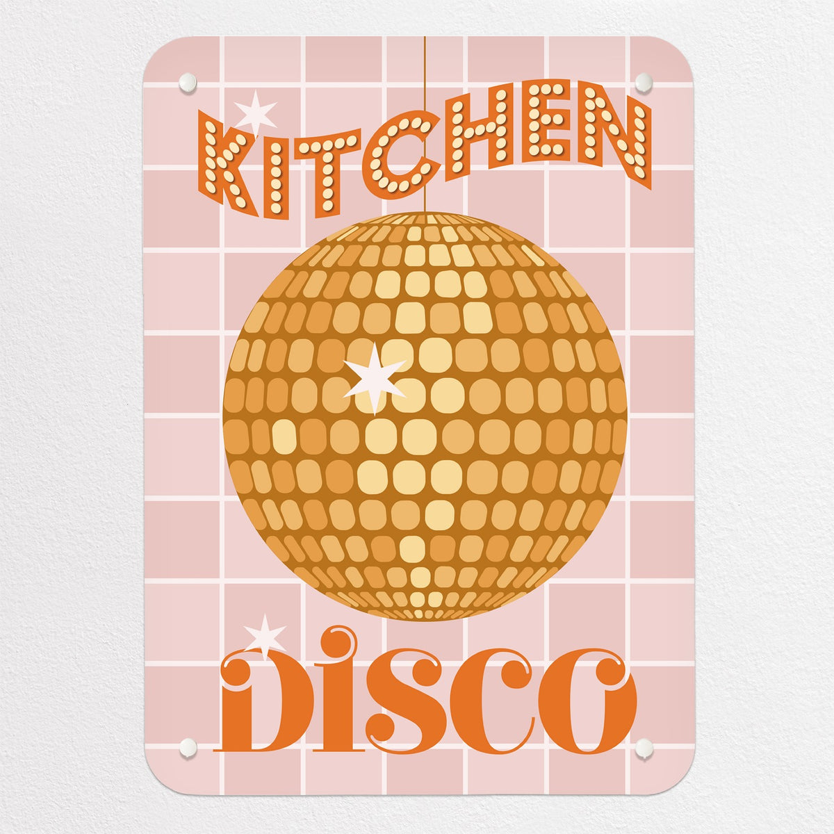 Kitchen Disco magnetic notice board in Yellow, small size, 40 × 55 cm