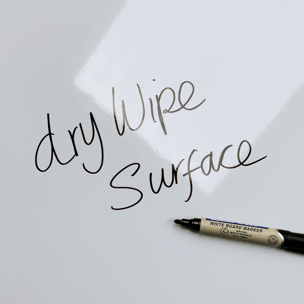 The words dry wipe surface written in marker pen on the London Skyscraper magnetic notice board