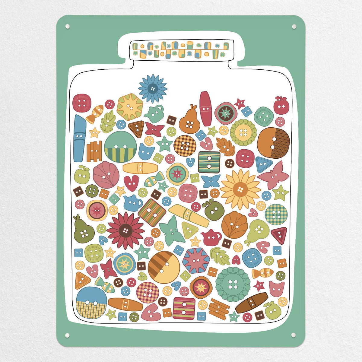 Lucky Jar magnetic notice board in Lucky Jar - Buttons, large size, 75 × 100 cm