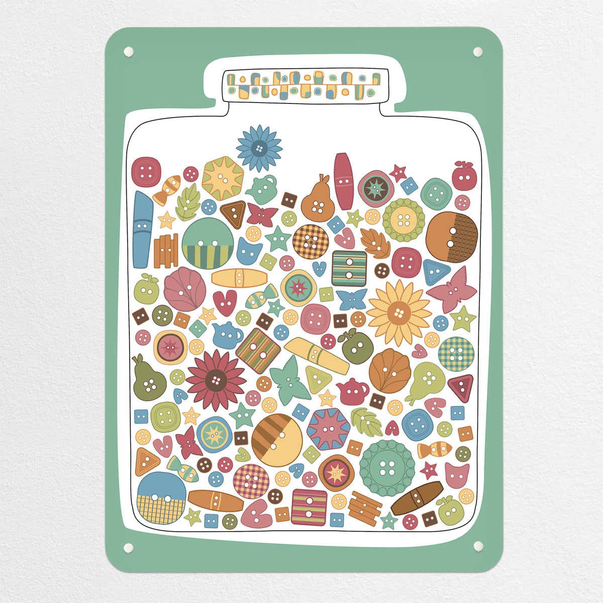 Lucky Jar magnetic notice board in Lucky Jar - Buttons, medium size, 55 × 75 cm