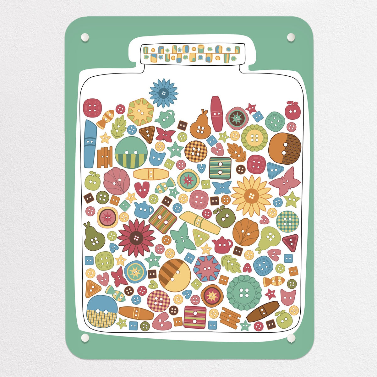 Lucky Jar magnetic notice board in Lucky Jar - Buttons, small size, 40 × 55 cm