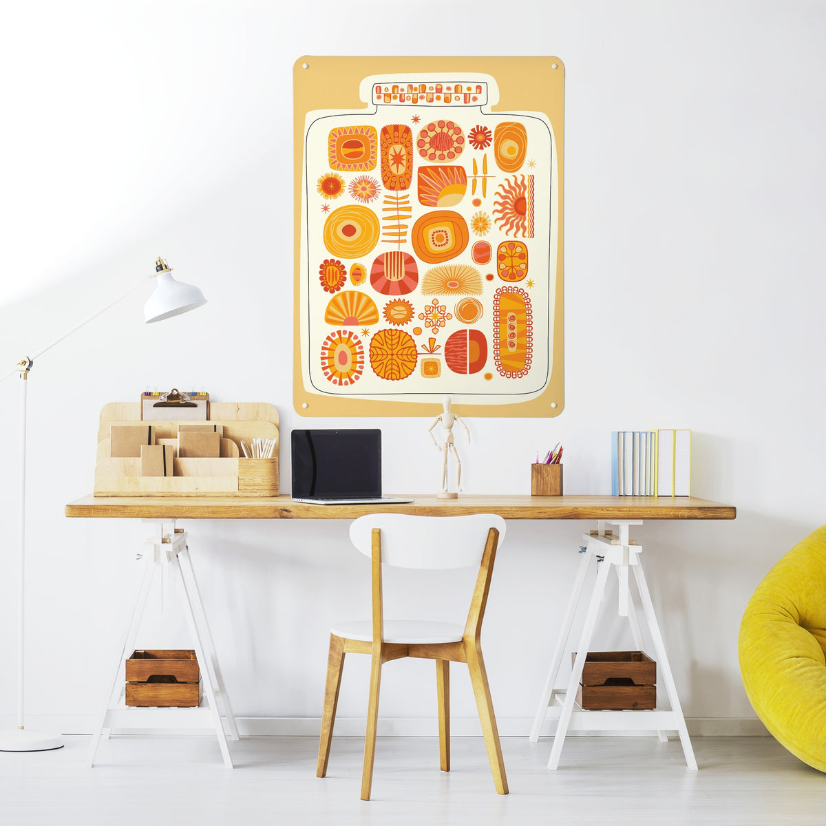 Lucky Jar magnetic notice board in Lucky Jar - Suns above a desk in a home office