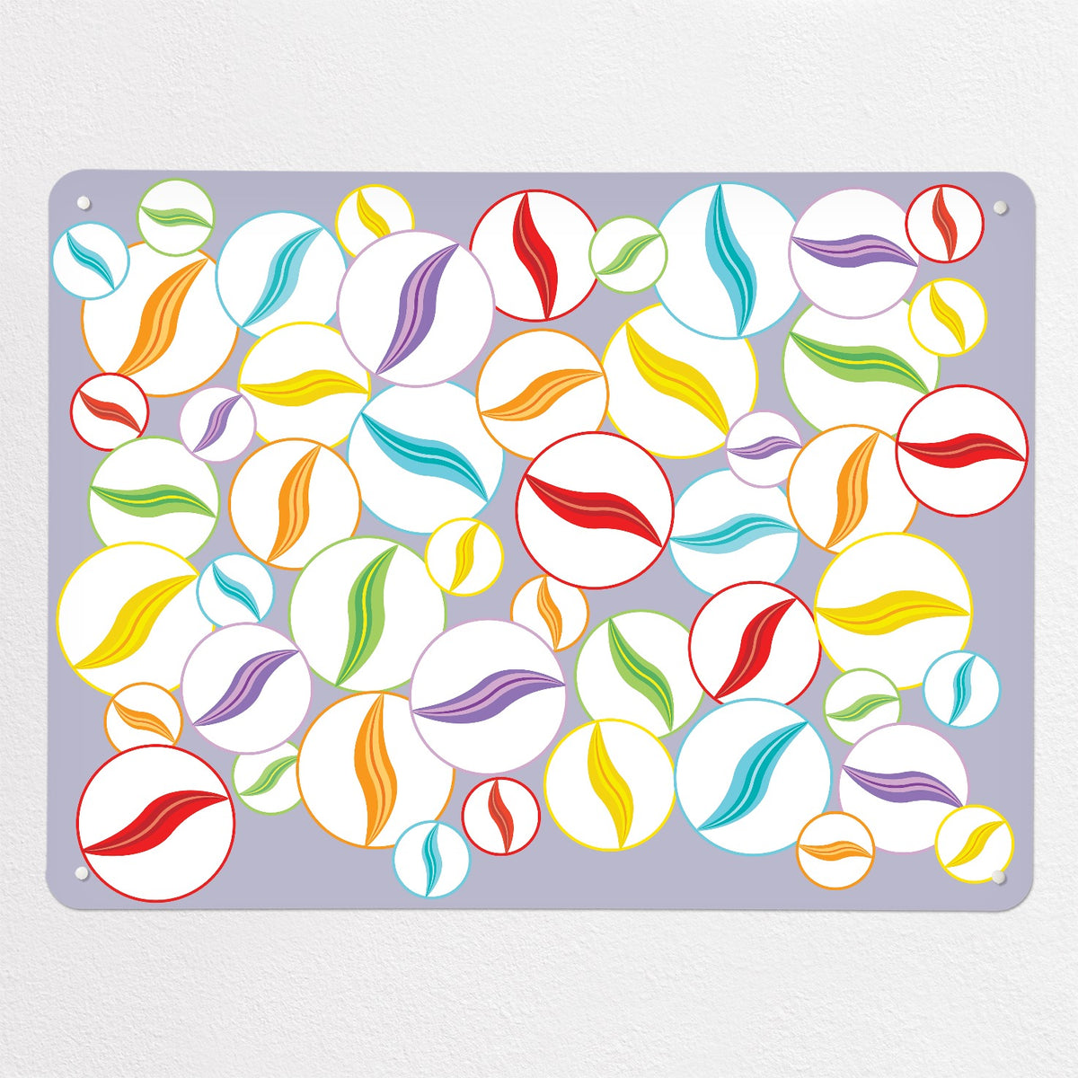 Marbles magnetic notice board in Marbles on Mauve, large size, 100 × 75 cm