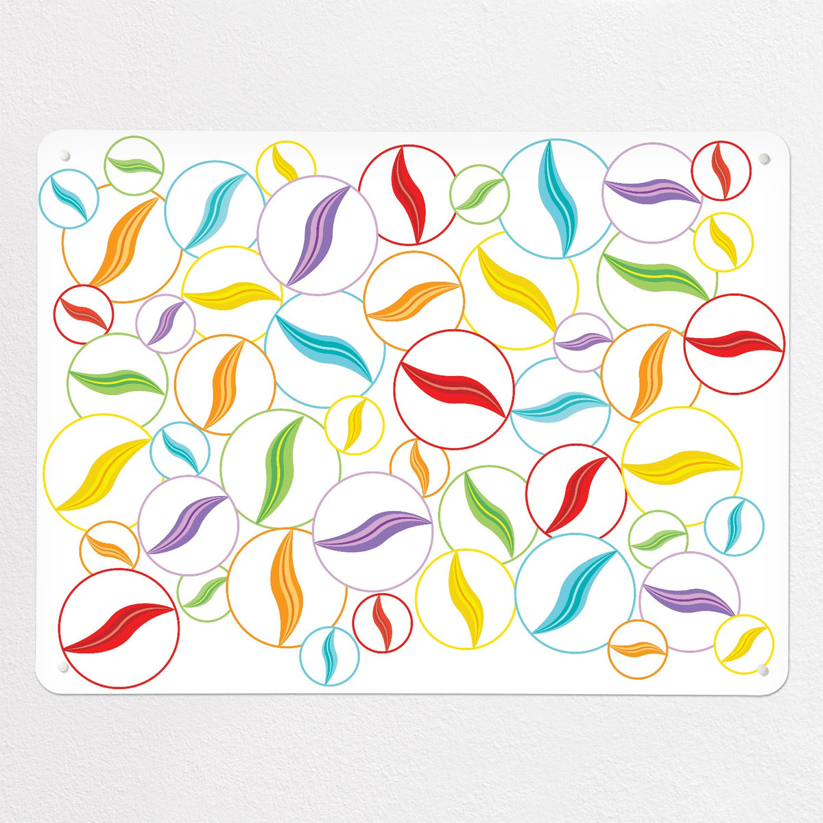 Marbles magnetic notice board in Marbles on White, large size, 100 × 75 cm
