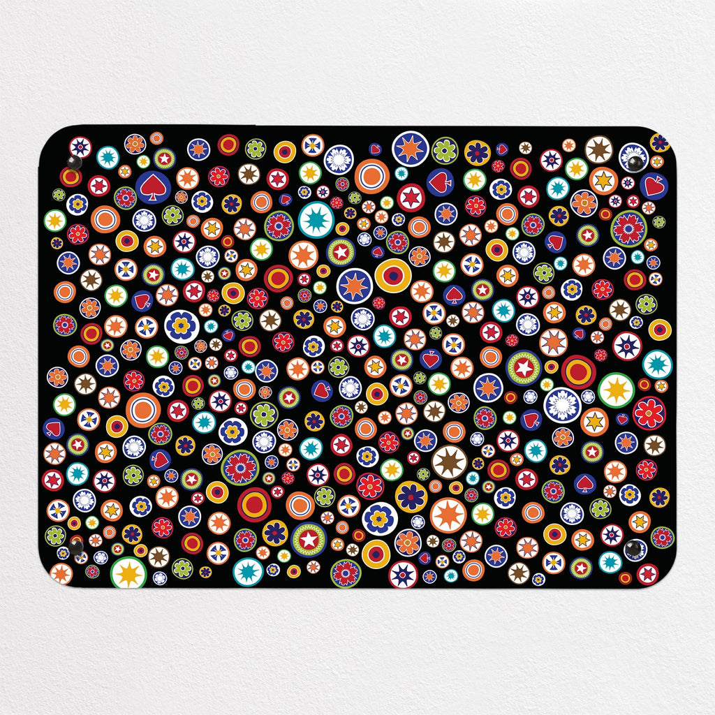 Millefiori magnetic notice board in Millefiori on Black, small size, 55 × 40 cm