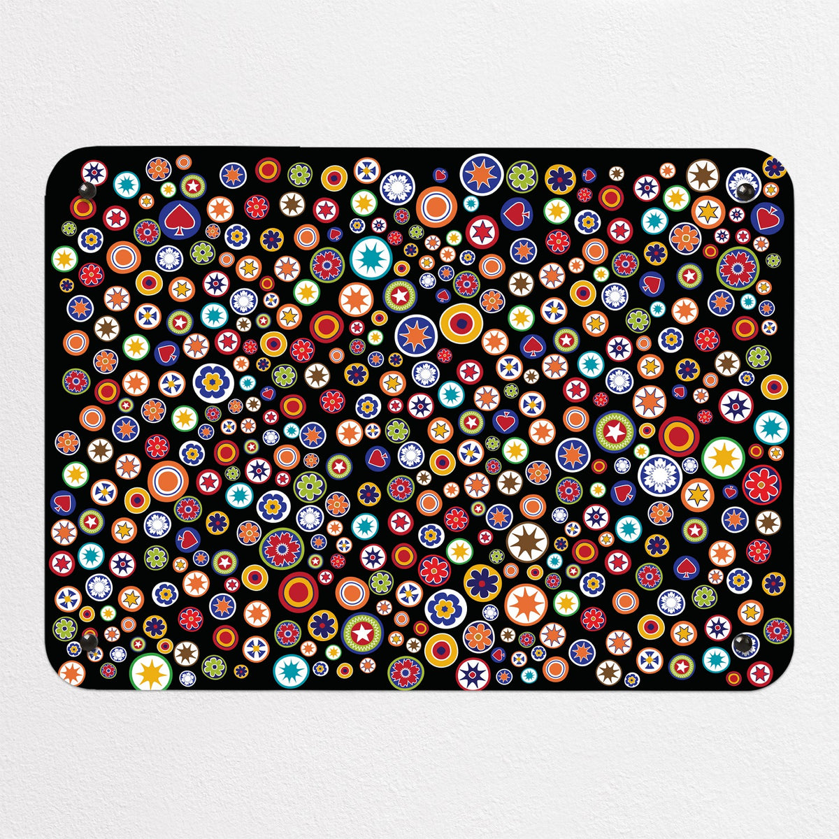 Millefiori magnetic notice board in Millefiori on Black, small size, 55 × 40 cm