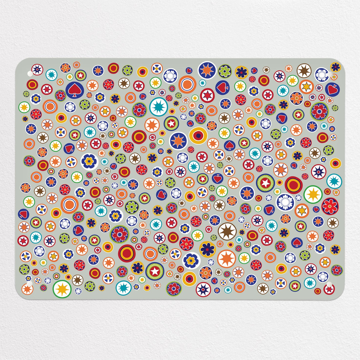 Millefiori magnetic notice board in Millefiori on Grey, medium size, 75 × 55 cm