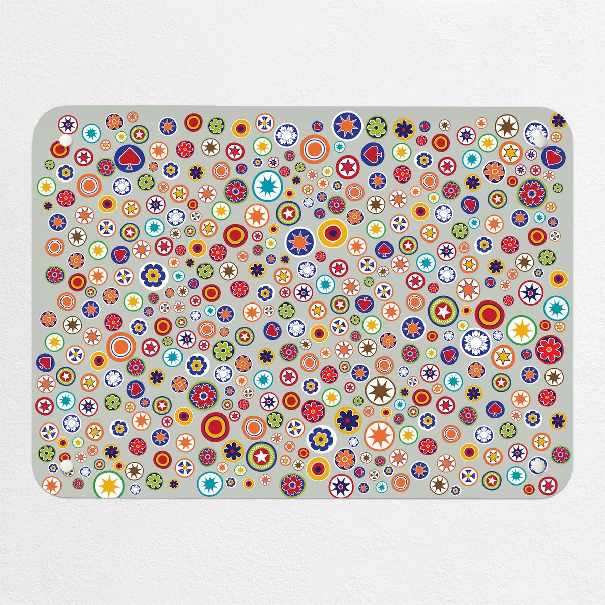 Millefiori magnetic notice board in Millefiori on Grey, small size, 55 × 40 cm