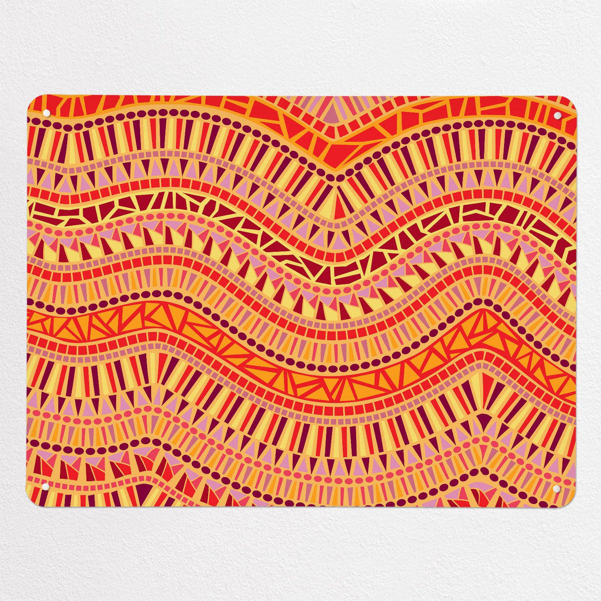 Mosaic Wave magnetic notice board in Lava, large size, 100 × 75 cm