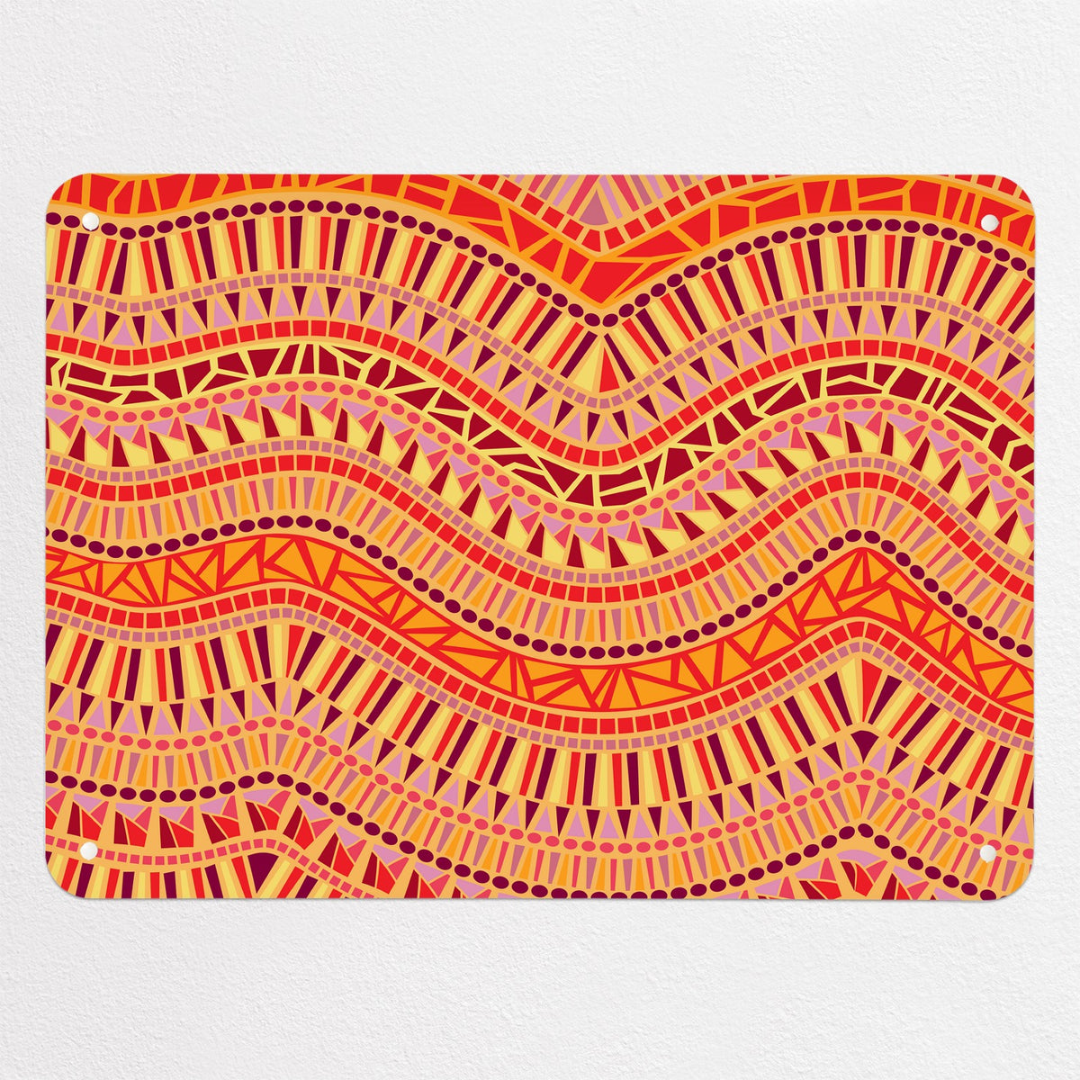 Mosaic Wave magnetic notice board in Lava, medium size, 75 × 55 cm