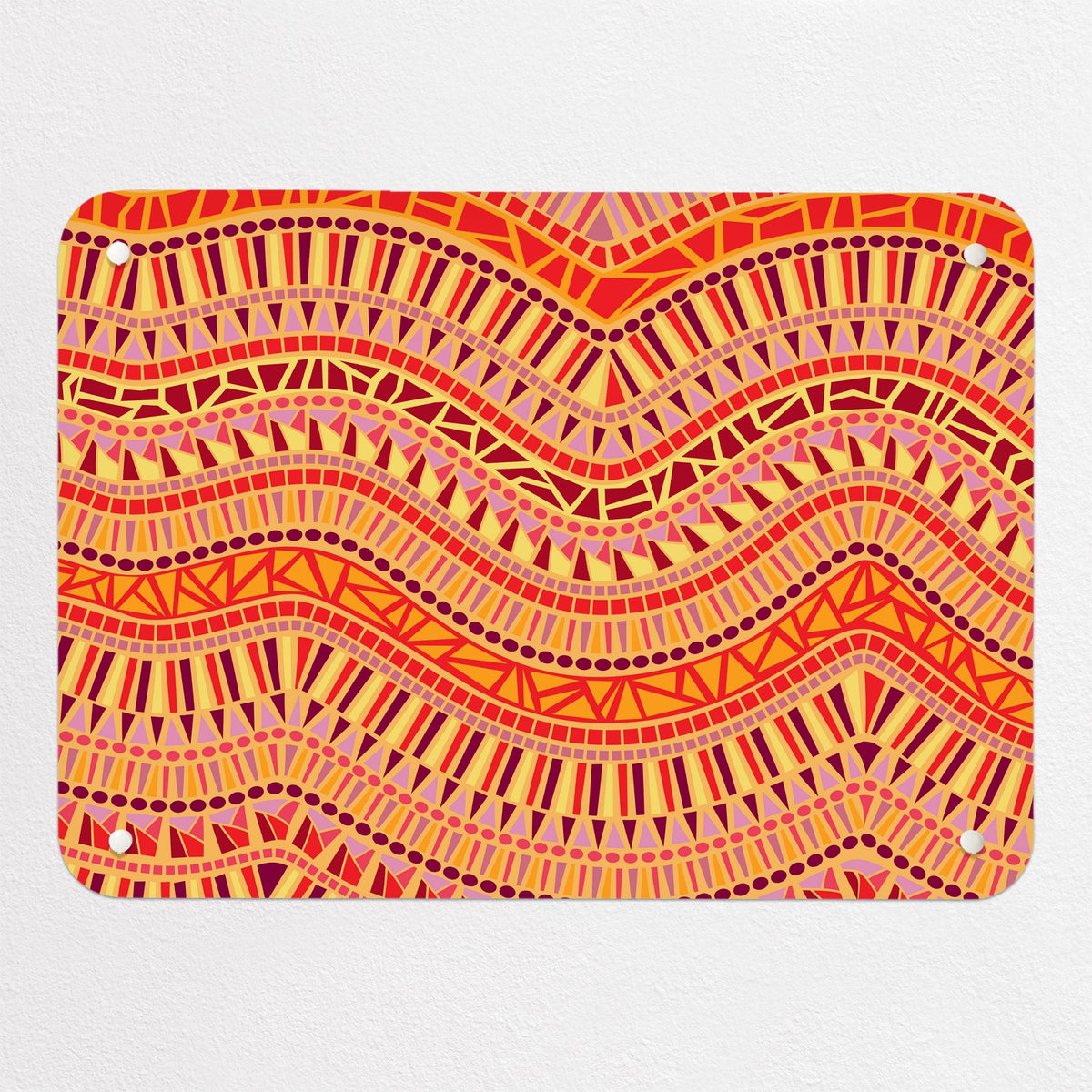 Mosaic Wave magnetic notice board in Lava, small size, 55 × 40 cm