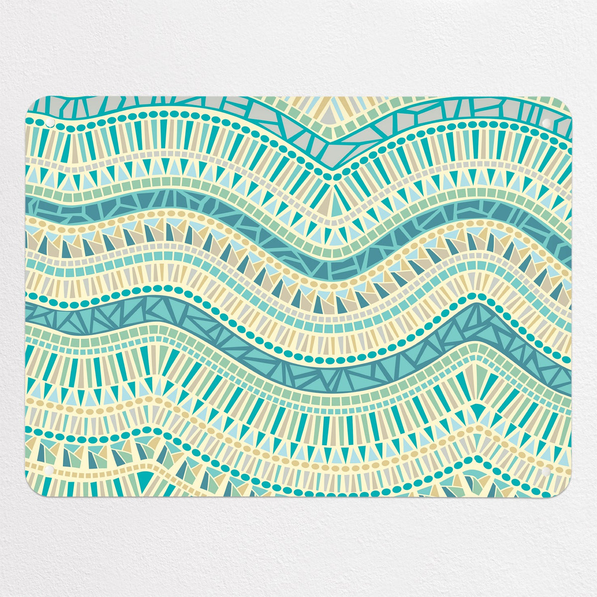 Mosaic Wave magnetic notice board in Ocean, medium size, 75 × 55 cm