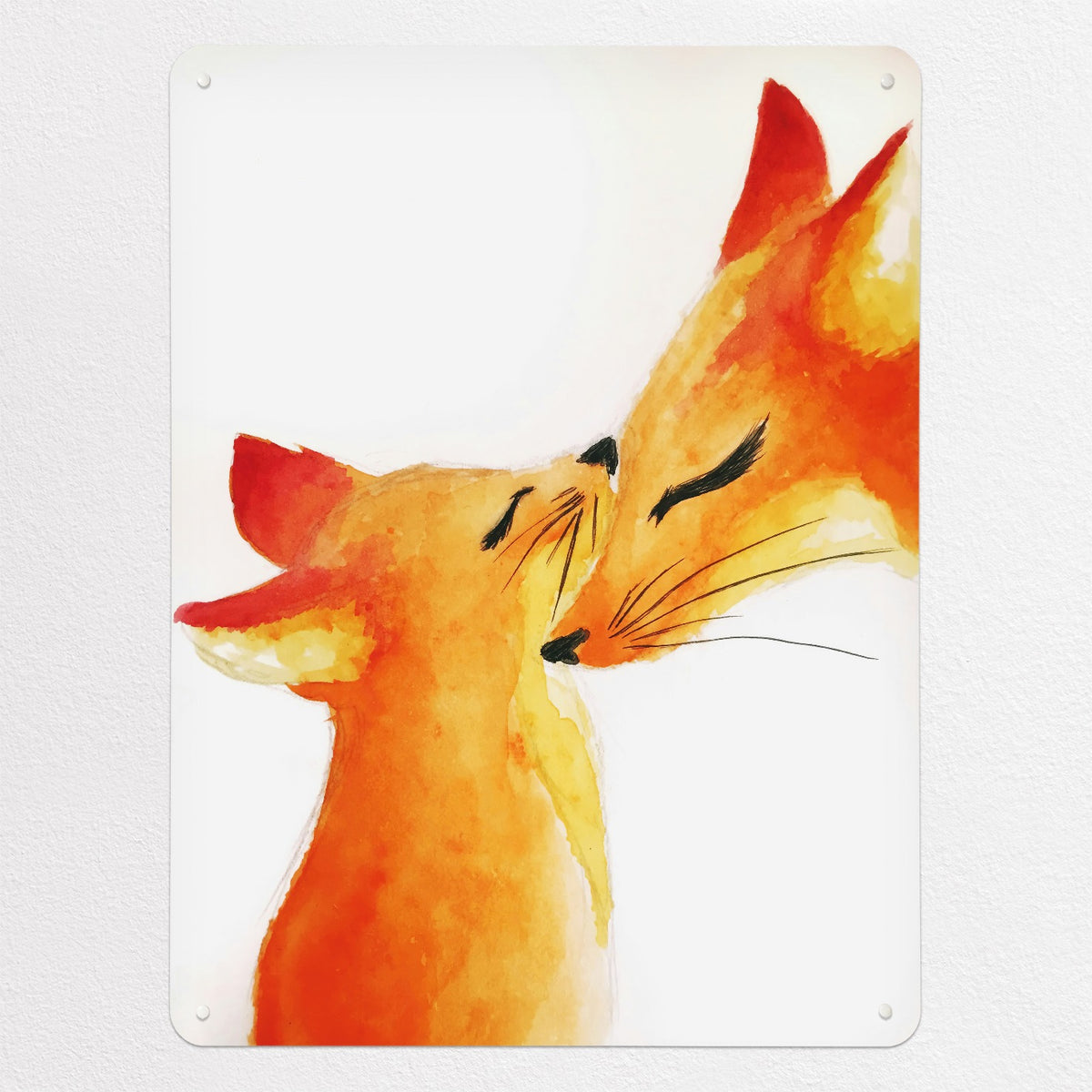 Mother Fox And Cub Watercolour magnetic notice board, large size, 75 × 100 cm