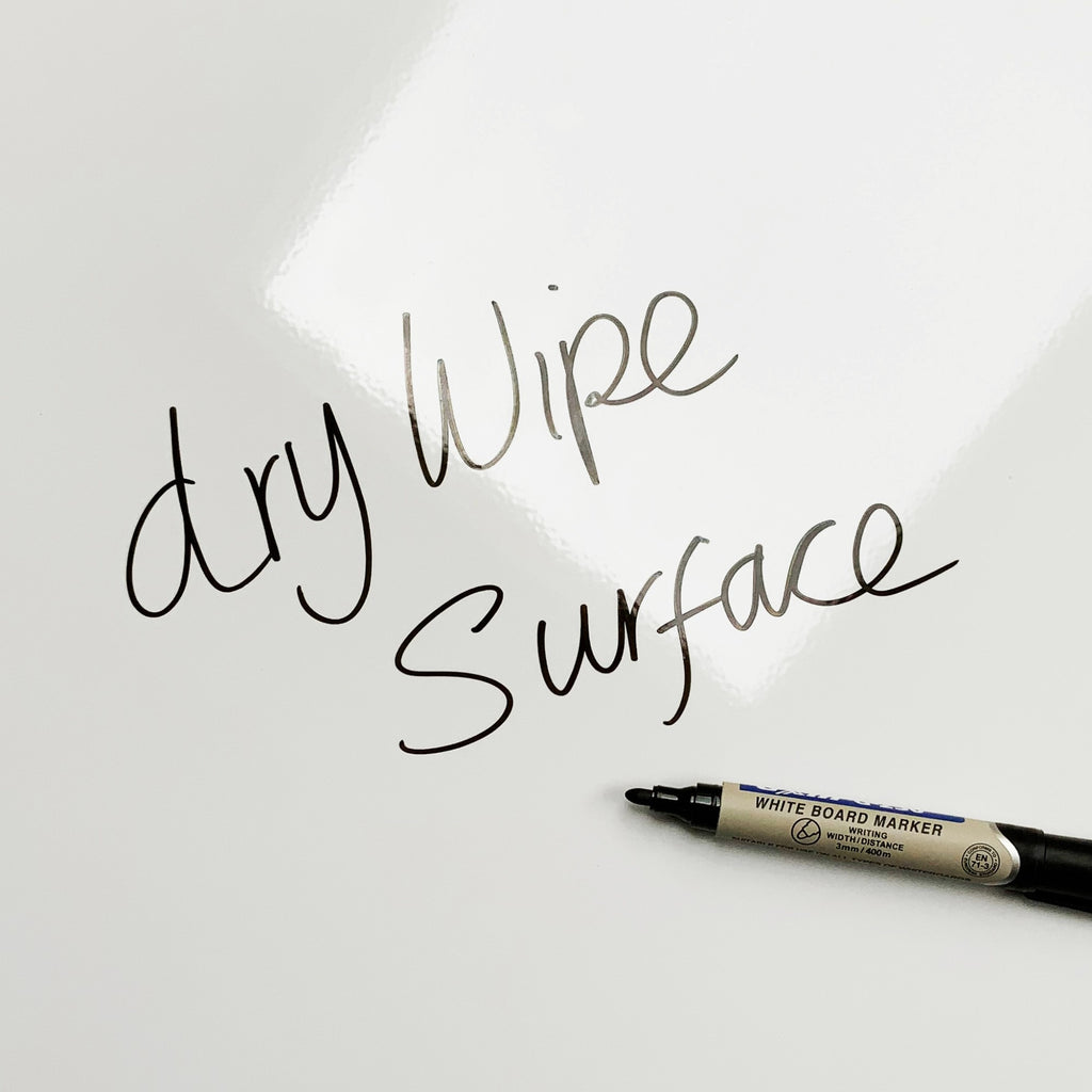 The words dry wipe surface written in marker pen on the Mother Fox And Cub Watercolour magnetic notice board