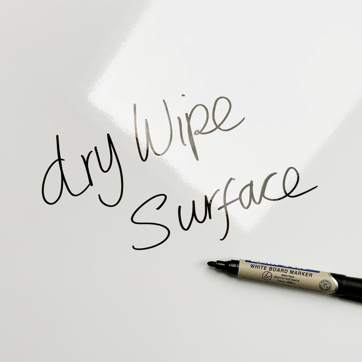 The words dry wipe surface written in marker pen on the Mother Fox And Cub Watercolour magnetic notice board