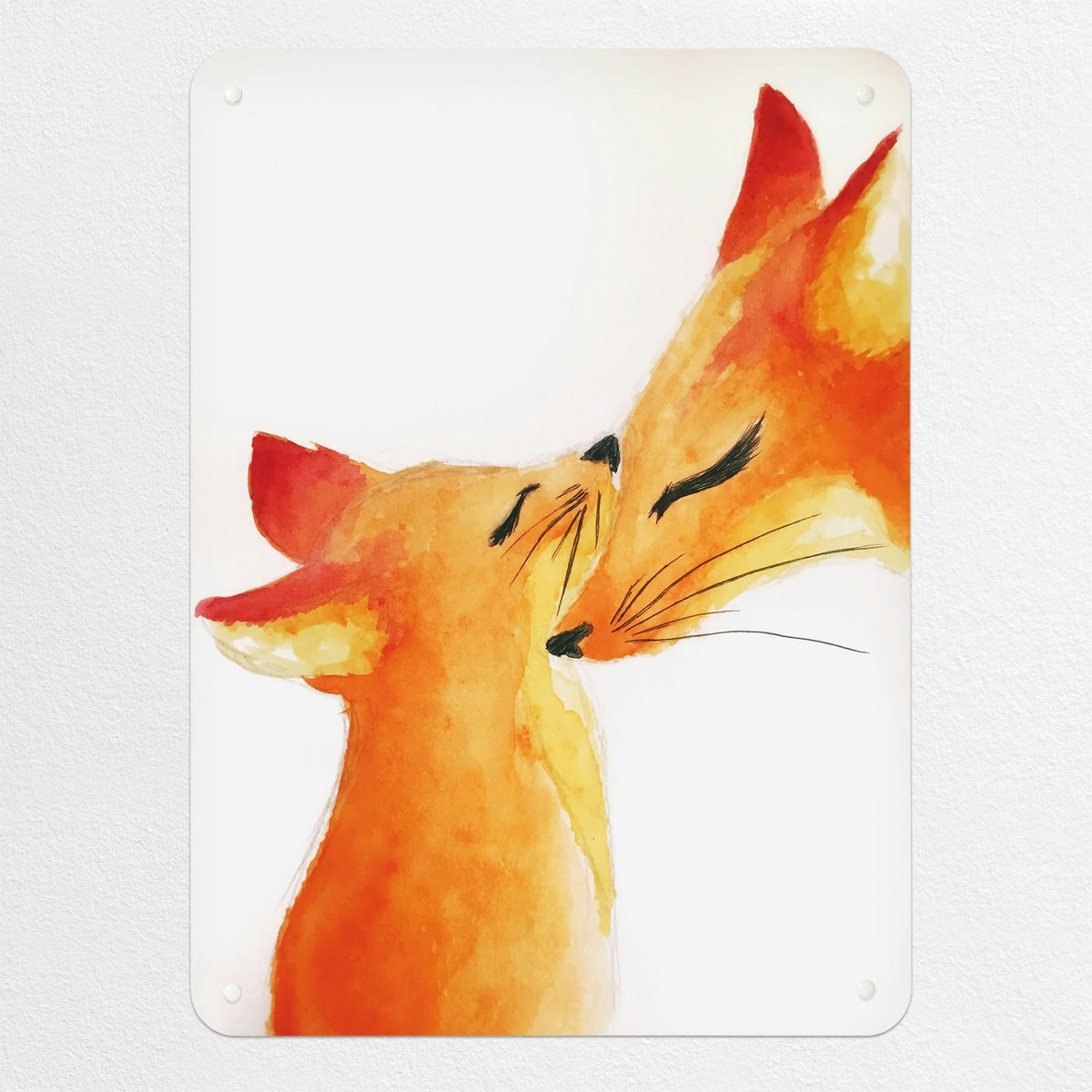 Mother Fox And Cub Watercolour magnetic notice board, medium size, 55 × 75 cm
