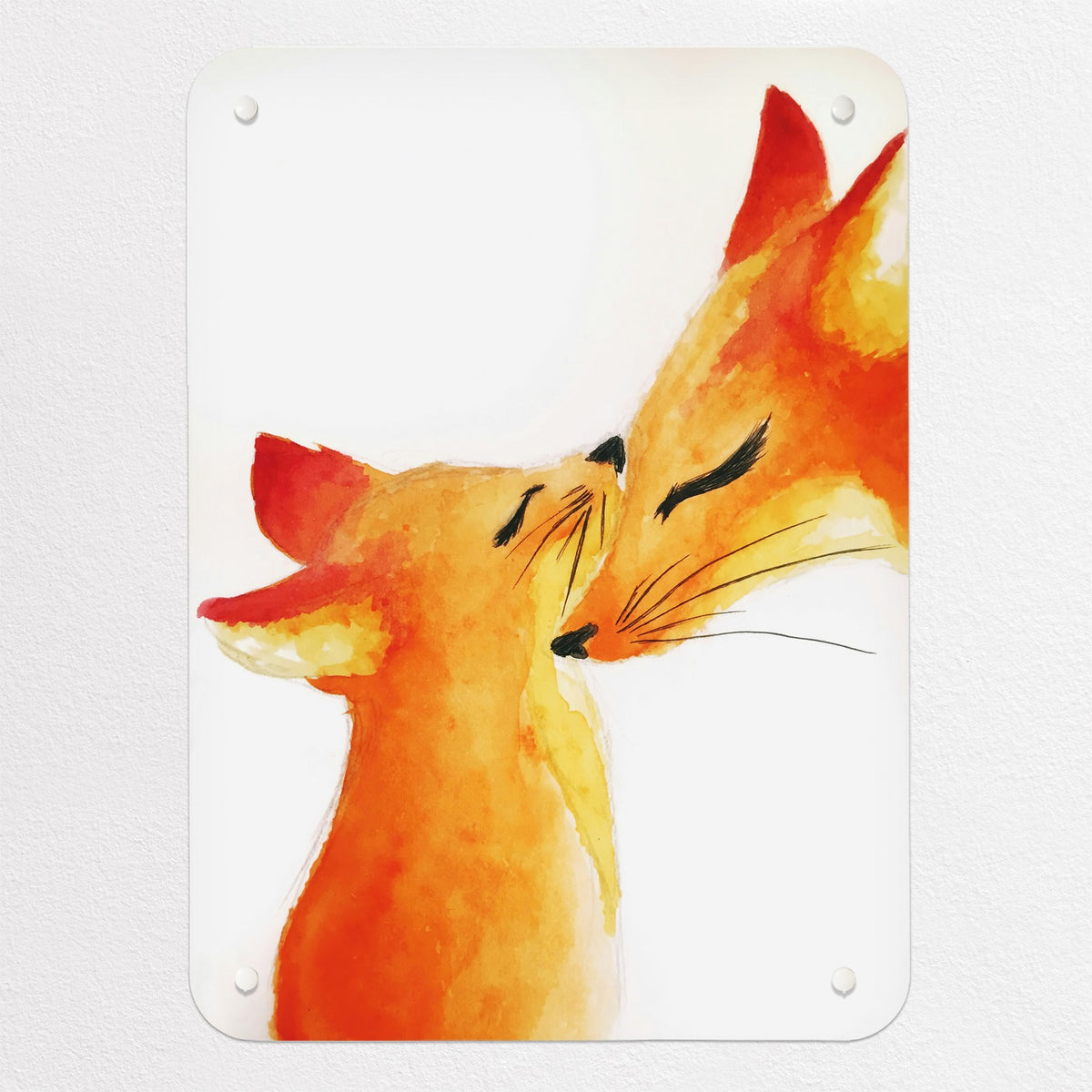 Mother Fox And Cub Watercolour magnetic notice board, small size, 40 × 55 cm