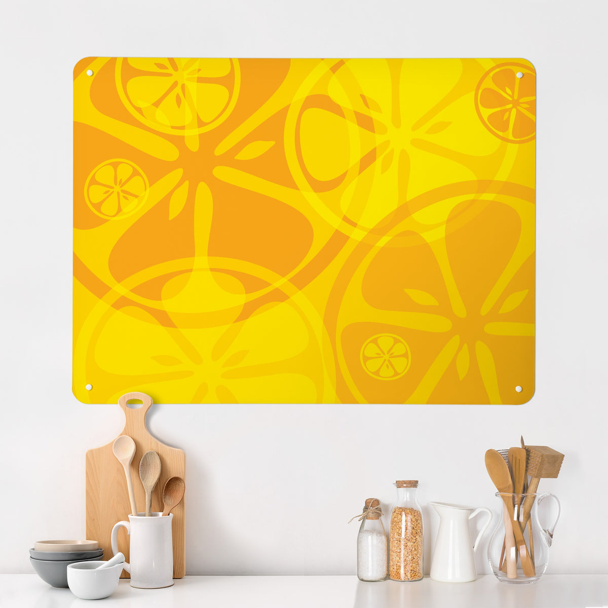 Oranges And Lemons magnetic notice board in Oranges and Lemons on a kitchen wall