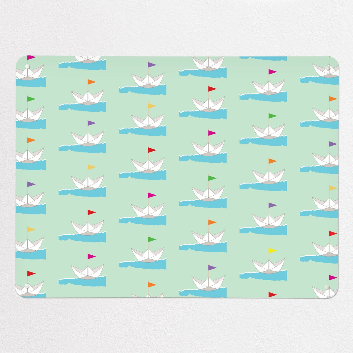 Paper Boats magnetic notice board in Paper Boats, large size, 100 × 75 cm
