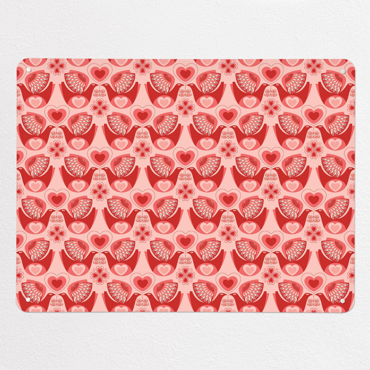 Retro Bird Pattern magnetic notice board in Love Bird, large size, 100 × 75 cm