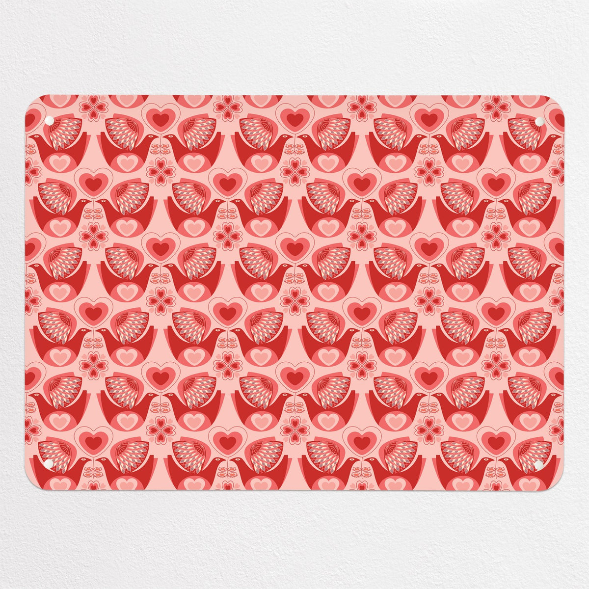 Retro Bird Pattern magnetic notice board in Love Bird, medium size, 75 × 55 cm