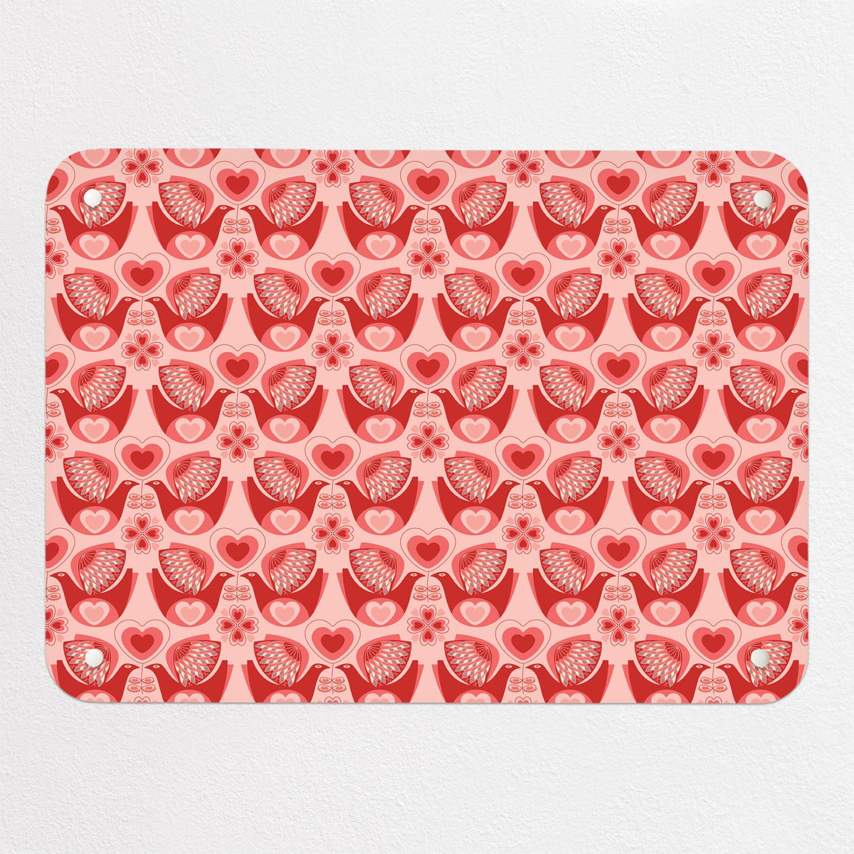 Retro Bird Pattern magnetic notice board in Love Bird, small size, 55 × 40 cm