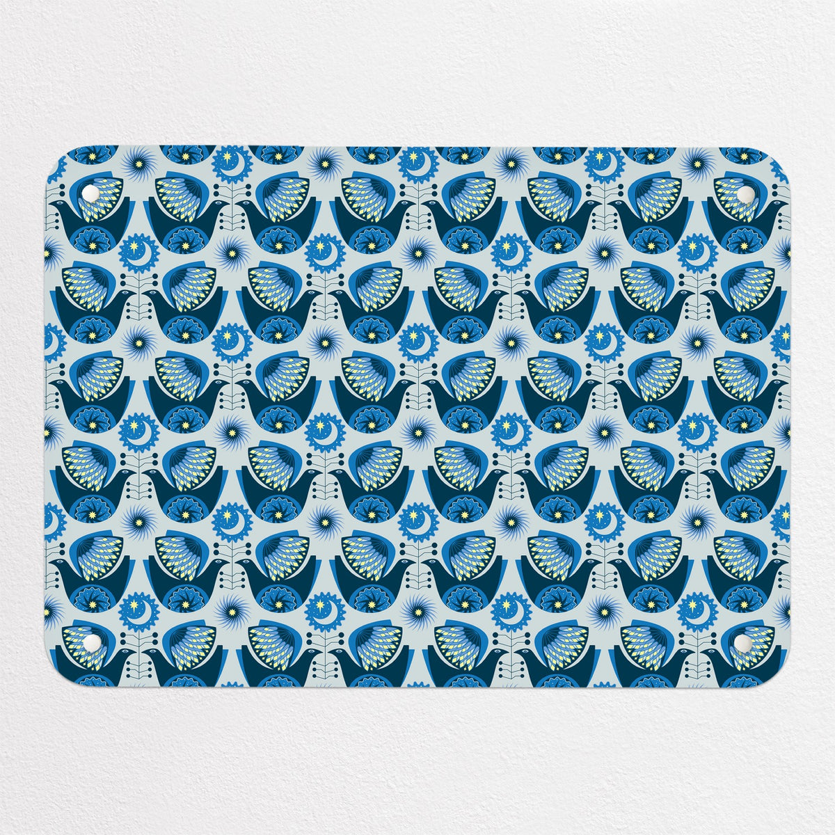Retro Bird Pattern magnetic notice board in Night Bird, small size, 55 × 40 cm