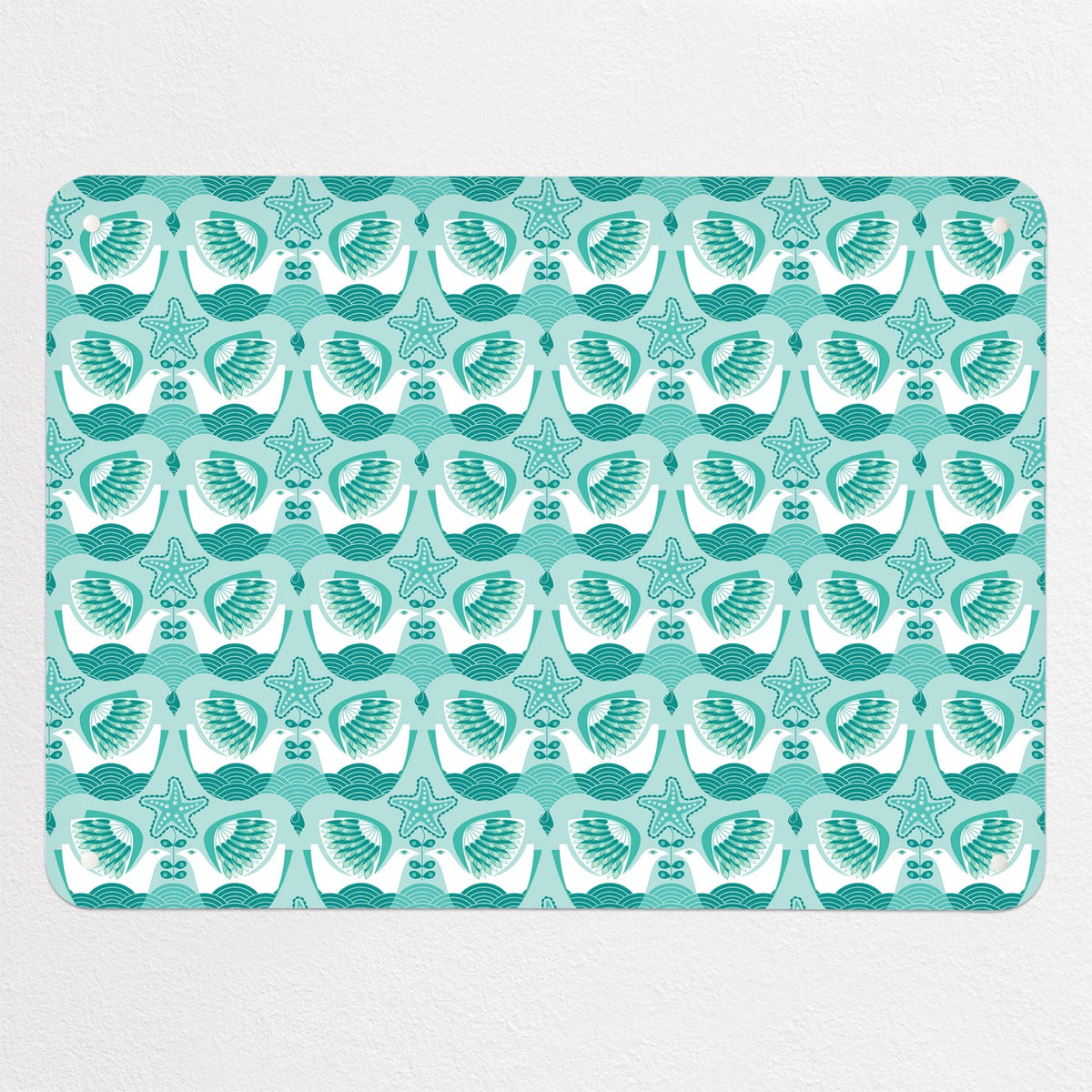 Retro Bird Pattern magnetic notice board in Seabird, medium size, 75 × 55 cm