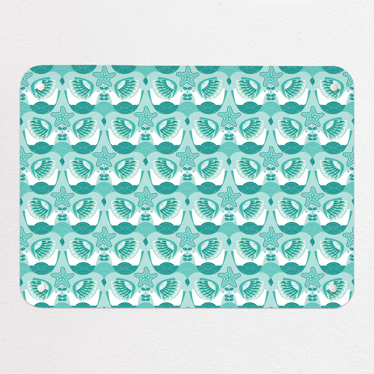 Retro Bird Pattern magnetic notice board in Seabird, small size, 55 × 40 cm
