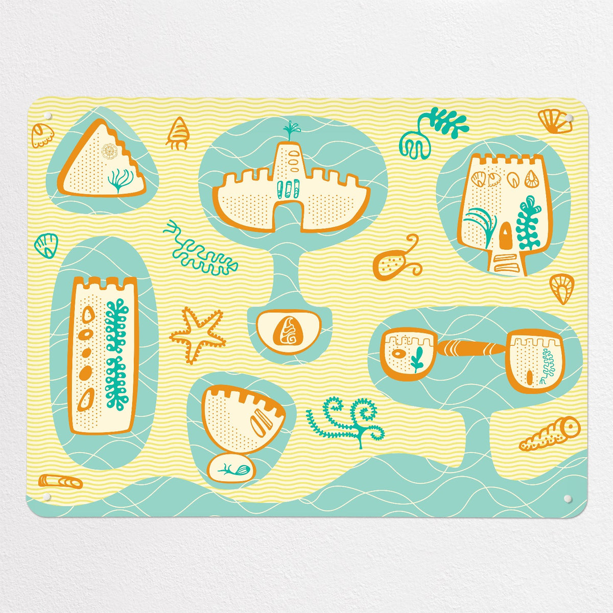 Sandcastles magnetic notice board, large size, 100 × 75 cm