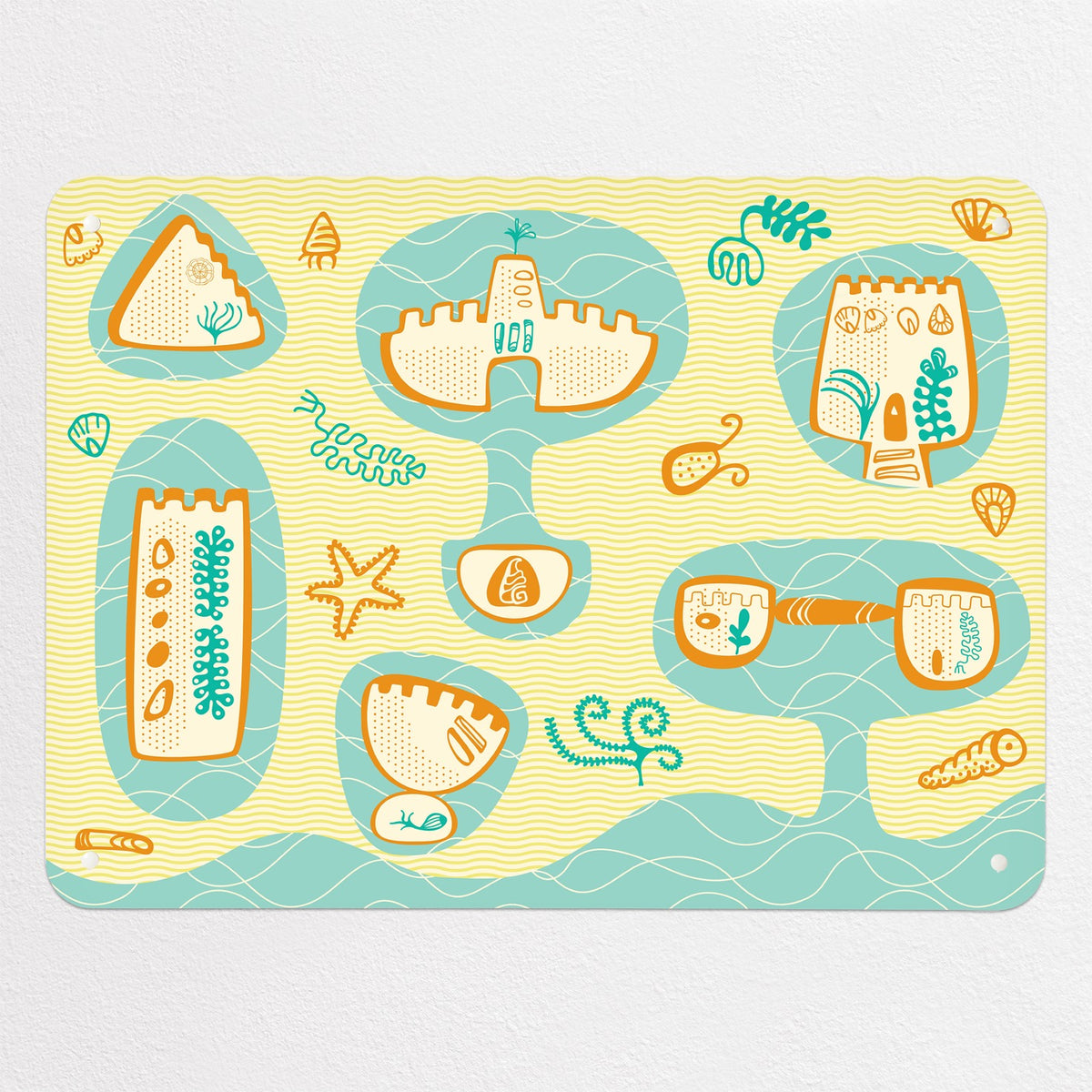 Sandcastles magnetic notice board, medium size, 75 × 55 cm