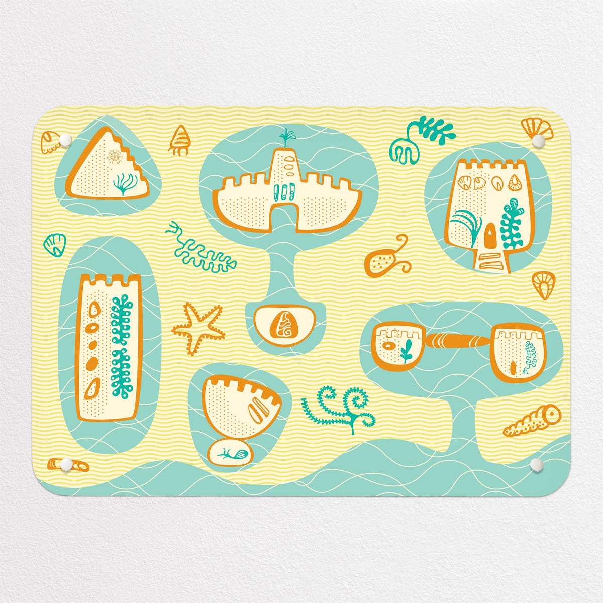 Sandcastles magnetic notice board, small size, 55 × 40 cm