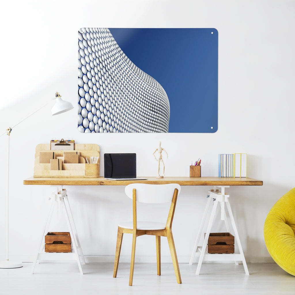 Selfridges Building Birmingham magnetic notice board above a desk in a home office