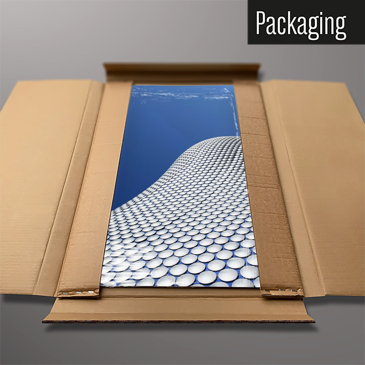 The Selfridges Building Birmingham magnetic notice board packed flat in its cardboard box