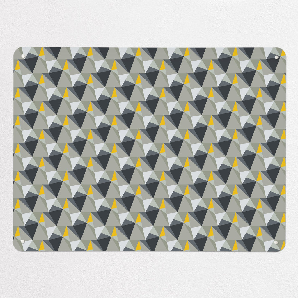 Shards Design magnetic notice board in Concrete and Yellow, large size, 100 × 75 cm
