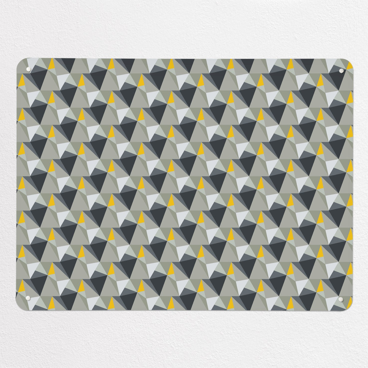 Shards Design magnetic notice board in Concrete and Yellow, large size, 100 × 75 cm