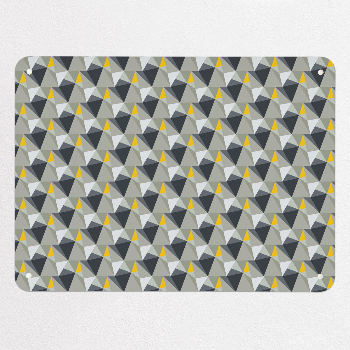 Shards Design magnetic notice board in Concrete and Yellow, medium size, 75 × 55 cm