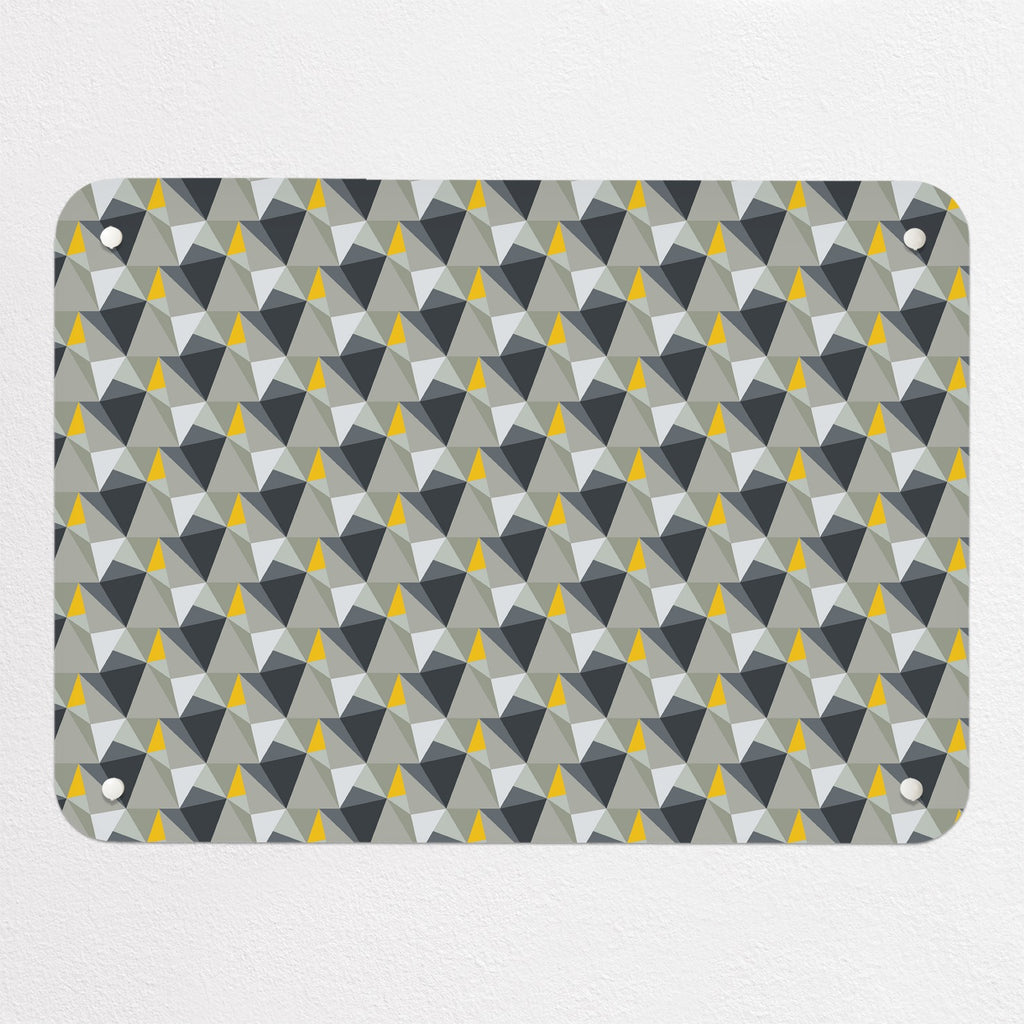 Shards Design magnetic notice board in Concrete and Yellow, small size, 55 × 40 cm