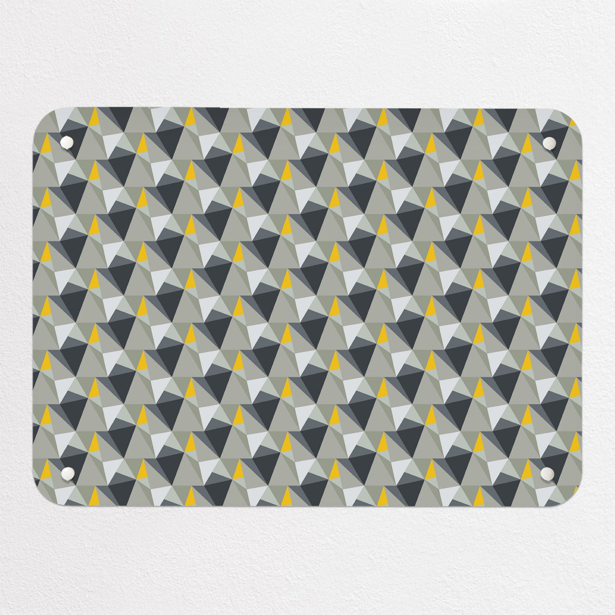 Shards Design magnetic notice board in Concrete and Yellow, small size, 55 × 40 cm
