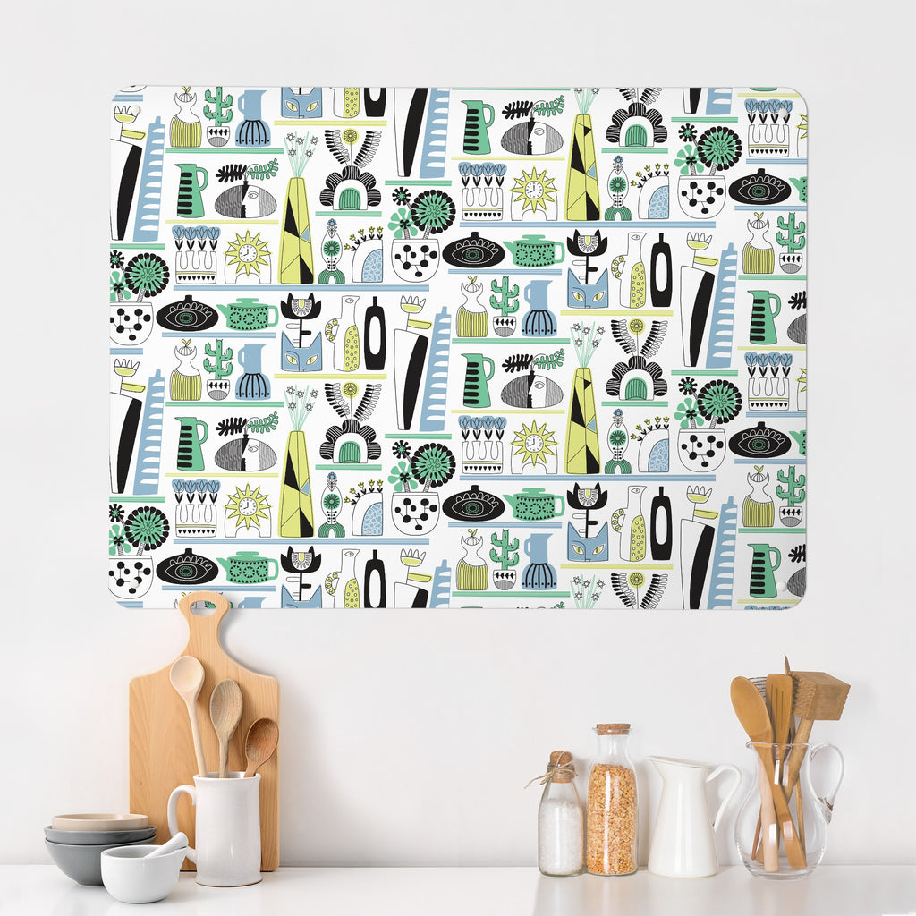 Shelf Life magnetic notice board in Shelf Life - Cool Tones on a kitchen wall