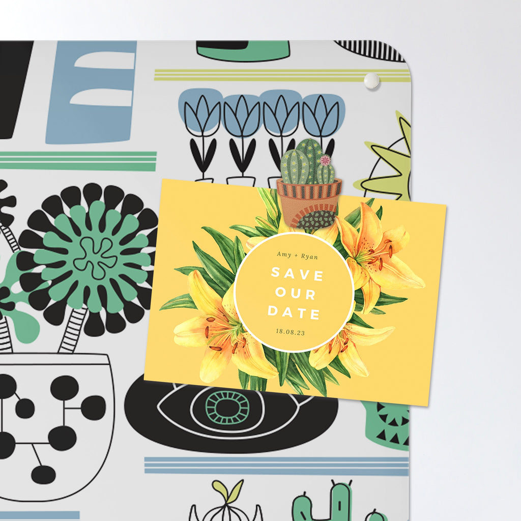 A postcard held by a fridge magnet on the Shelf Life magnetic notice board in Shelf Life - Cool Tones