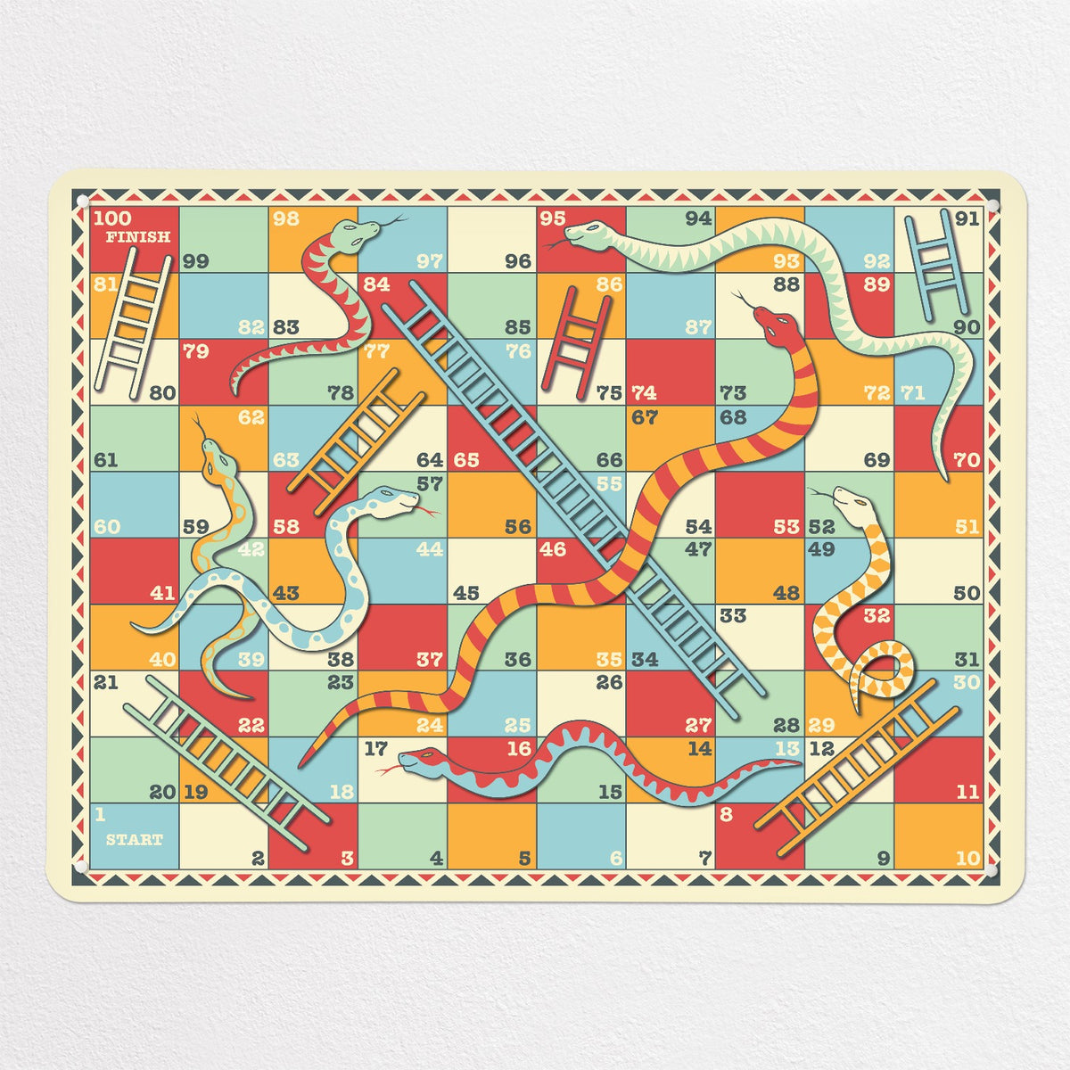 Snakes And Ladders magnetic notice board in Snakes and Ladders, large size, 100 × 75 cm